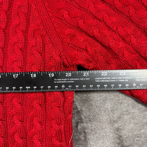Jessica Howard Women NWT New Sweater Dress Cable Knit V-Neck Red Size 2X J102 - Picture 5 of 9